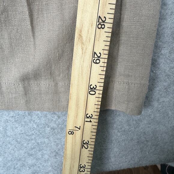 Cable & Gauge Pant Studio Wide Leg WMNS M Tan Linen Blend Elastic Waist Slit Hem - Picture 13 of 14